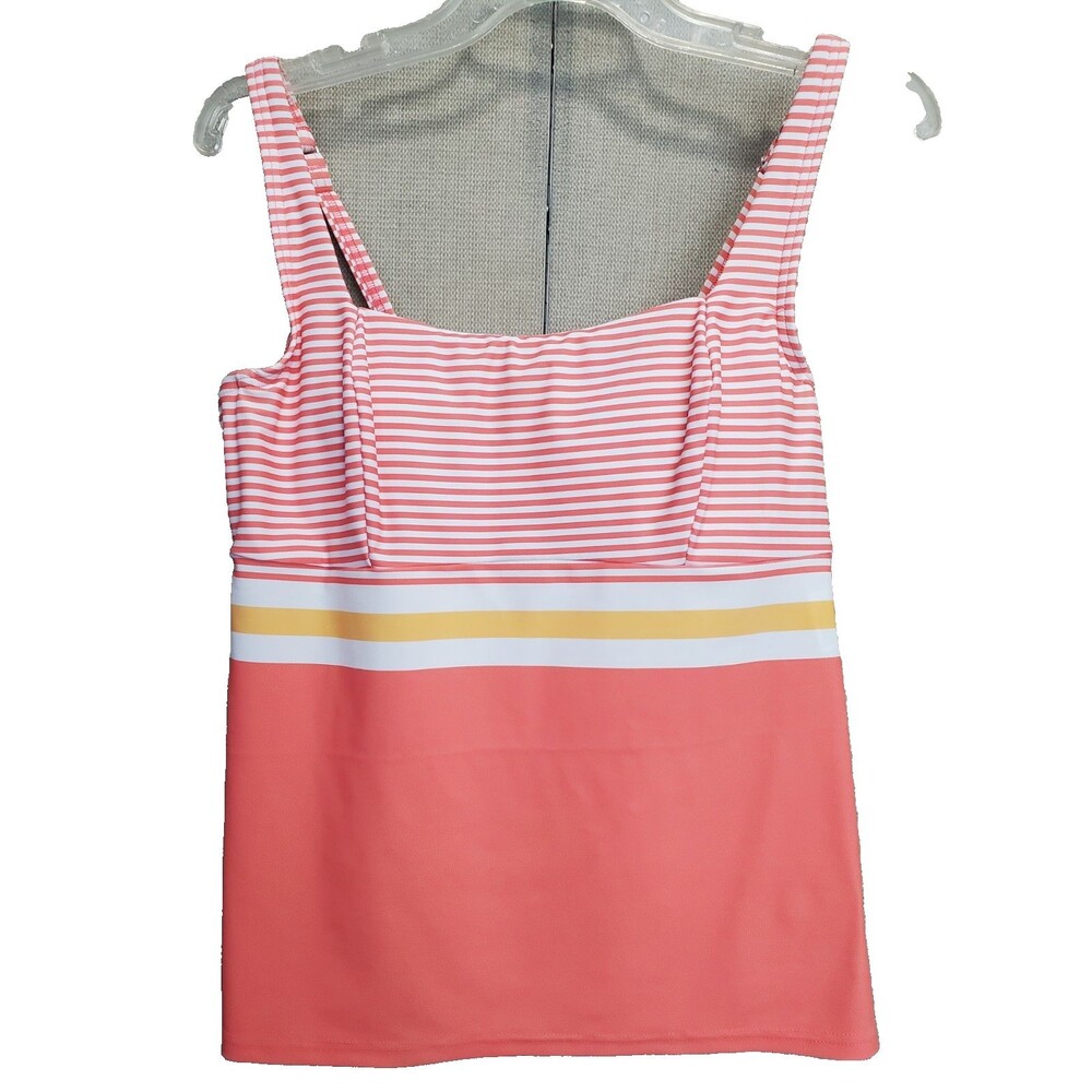 Lands' End Colorblock Stripe Square Neck Tankini Swim Top Size 10